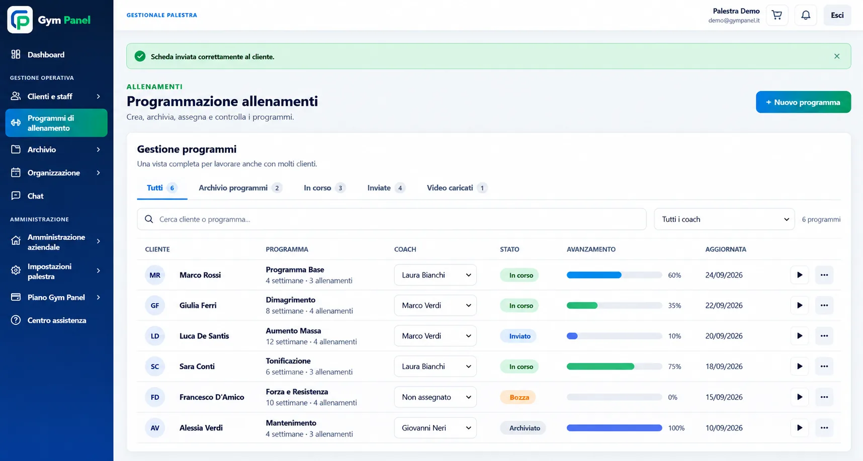 Appuntamenti, calendario e chat integrata
